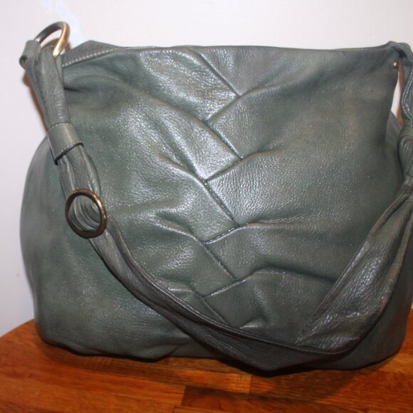 $399 Avorio Made In Italy Soft Leather "Ruched" Hobo Shoulder Bag Purse - Picture 1 of 8